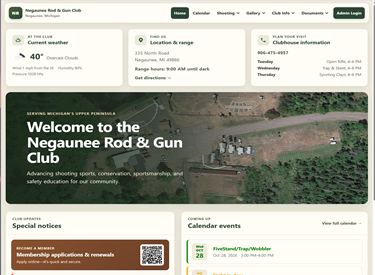 Negaunee Rod and Gun Club website preview